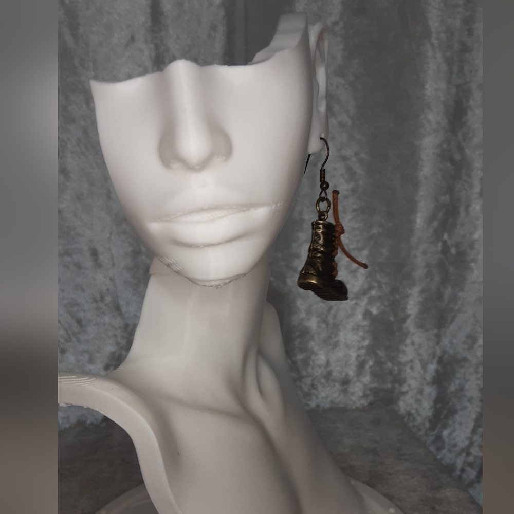 Handmade Combat Hiking Boots Earrings Bronze - Picture 8 of 8
